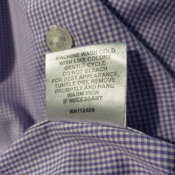 Tailorbyrd Button Down Shirt Men's Size 16 1/2 (34-35) Trim Purple Gingham Check - Picture 9 of 9
